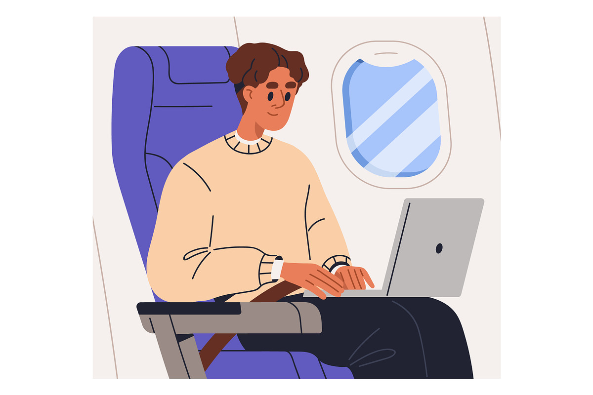 People travel by air in plane set, a Transportation Illustration by Good Studio (Photo 2 of 16)