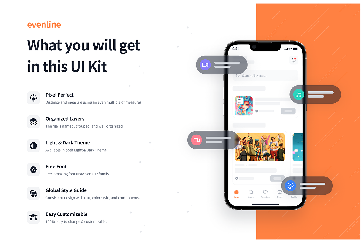 Evenline - Event Booking App UI Kit, an UI Kit Template by Unpixel Design (Photo 2 of 6)