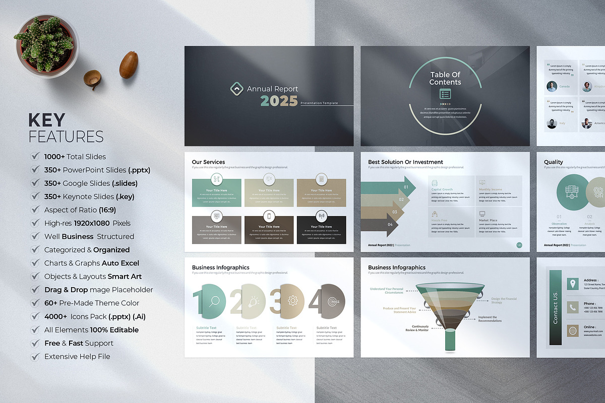 Annual Report PowerPoint Template, a Presentation Template by White Graphic (Photo 2 of 9)