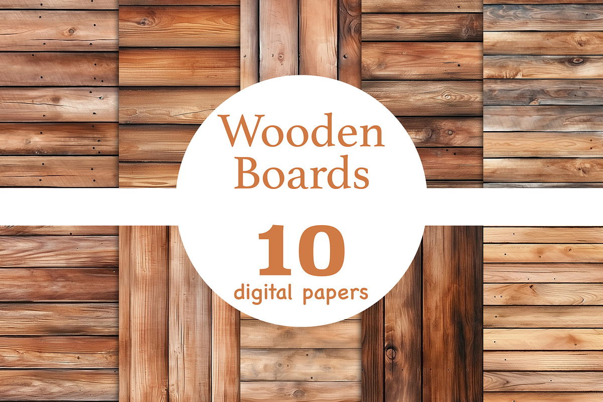 Wooden Boards Digital Papers, a Pattern Graphic by GlamArtZhanna (Photo 1 of 4)