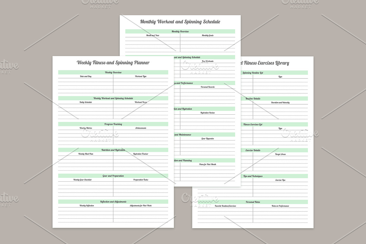 Fitness Planner Pages Set V-17, a Stationery Template by shahsoft (Photo 3 of 3)