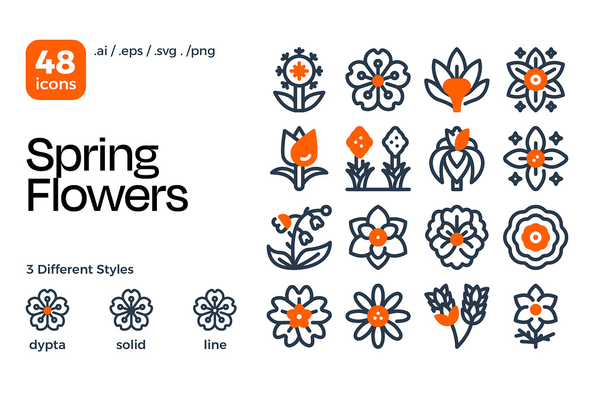 Spring Flowers Icon Set, a Duotone Icon by Eklip Studio (Photo 1 of 4)