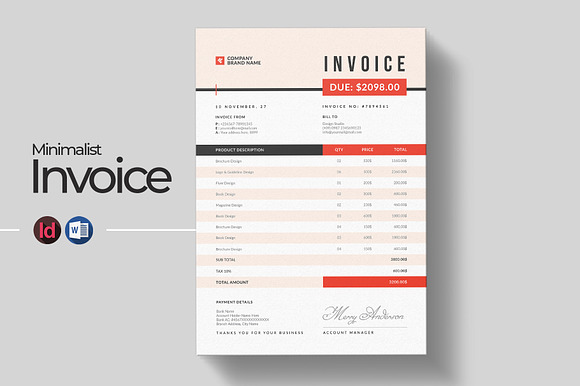 Modern Invoice Template | Word preview 3