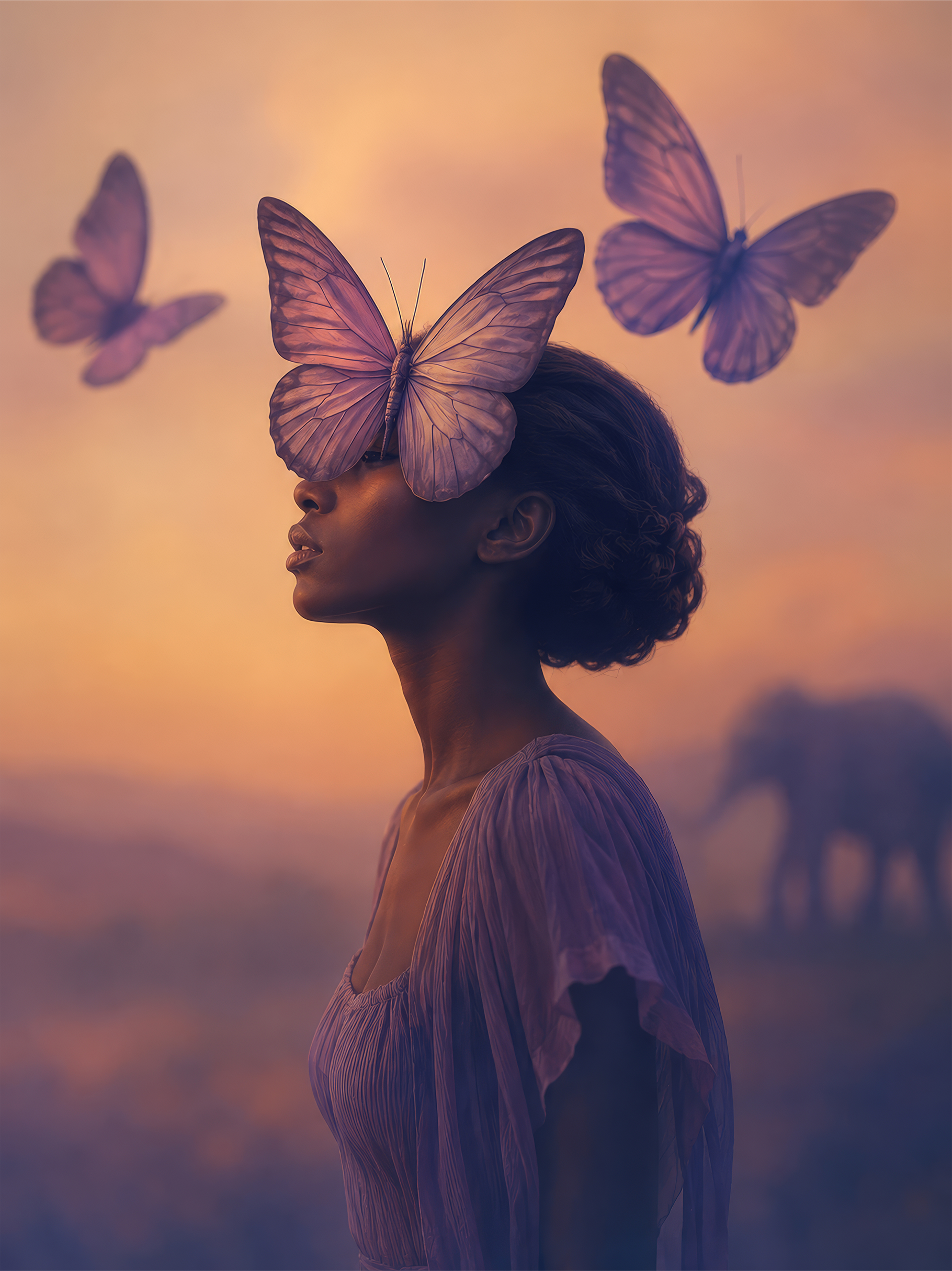 Surreal Woman Butterfly Portrait, an Abstract Photo by Hamza067