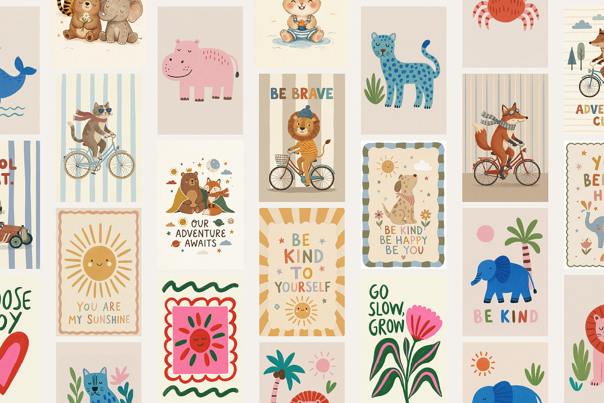 Kids Art Prints 100 Bundle, a Background Graphic by Tomasz Ganclerz (Photo 3 of 8)