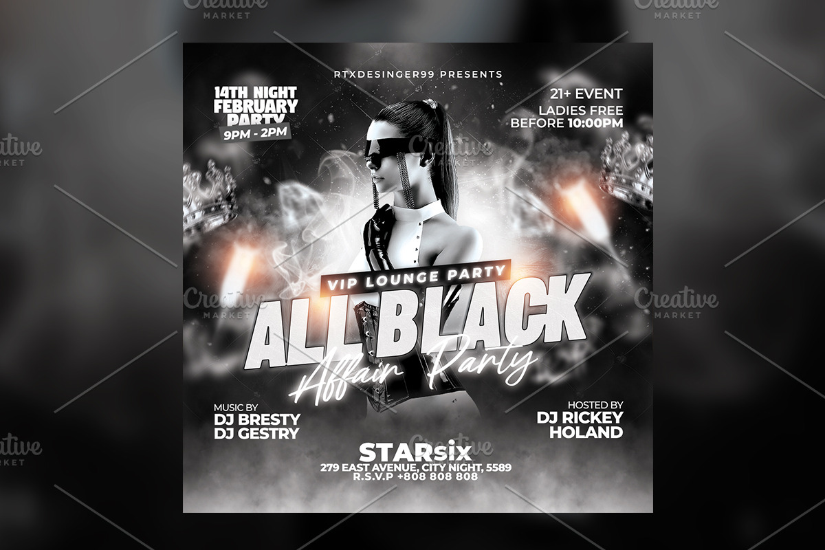 All Black Party Flyer Template, a Flyer Template by RTXdesinger99 (Photo 3 of 3)