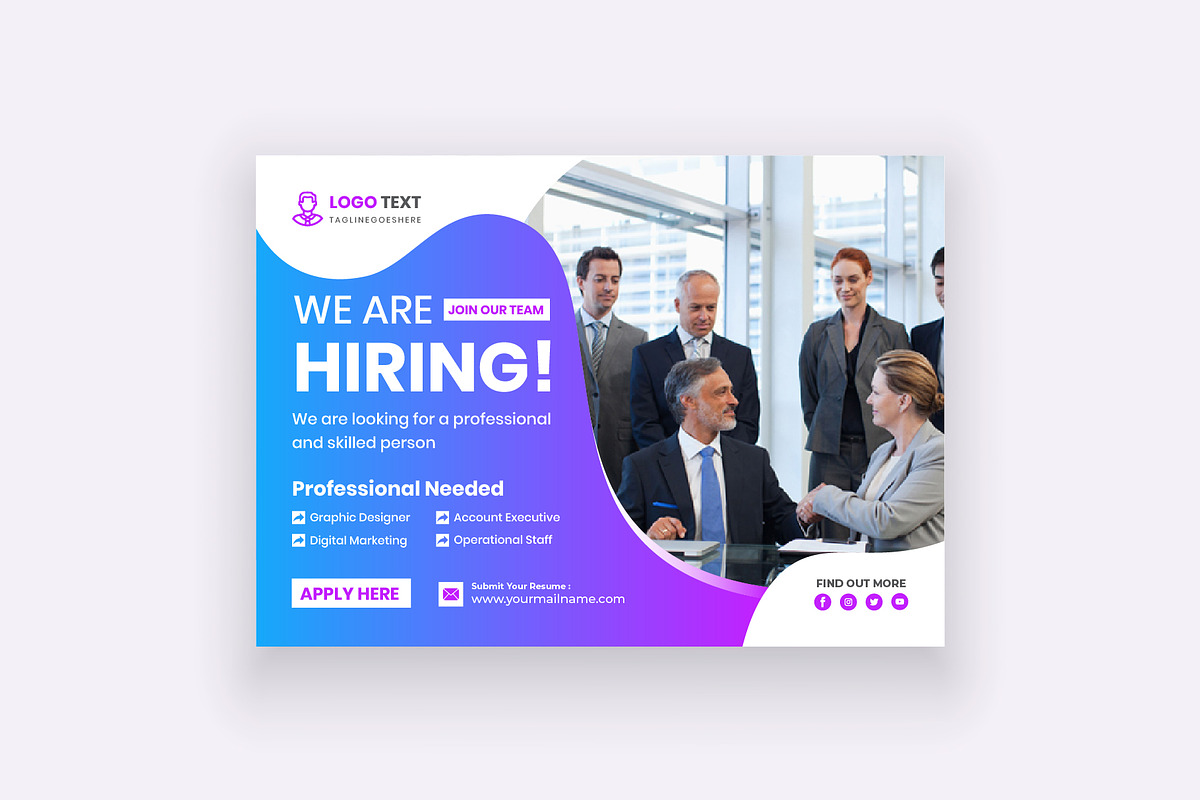 We Are Hiring Horizontal Flyer, a Flyer Template by Mk_Studio (Photo 2 of 3)