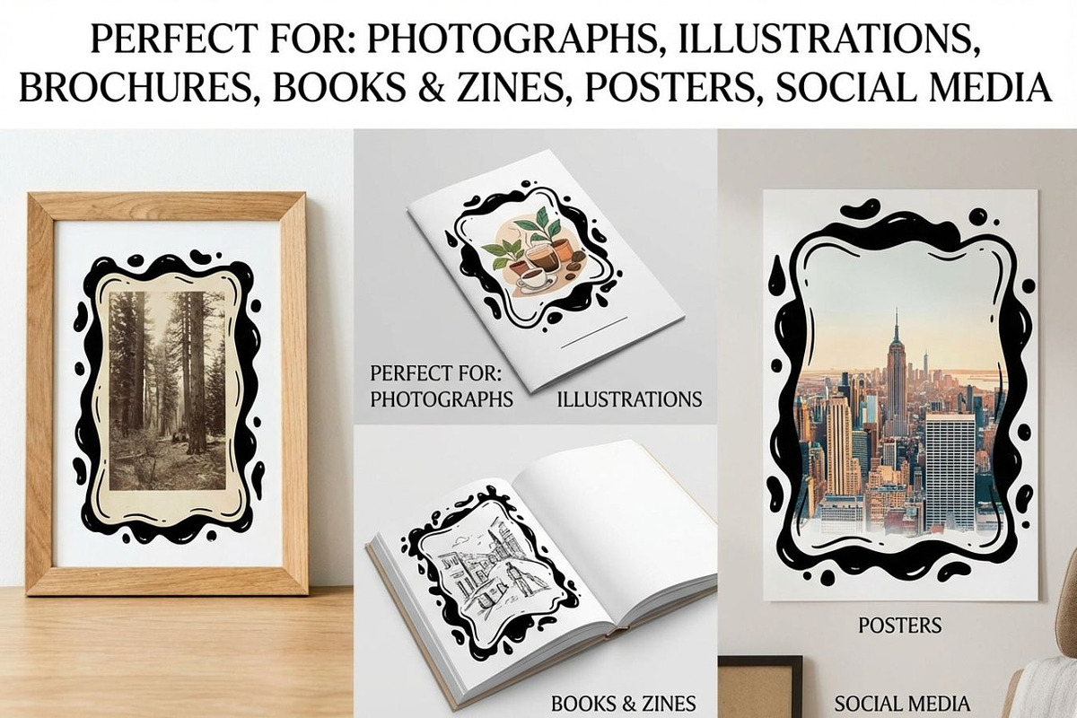 Hand Drawn Ink Blot Frames, a Decorative Illustration by PassionPNGcreation (Photo 2 of 4)