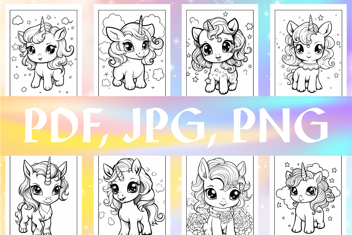 Cute Unicorn Coloring Pages for Kids, an Illustration by Design Zone