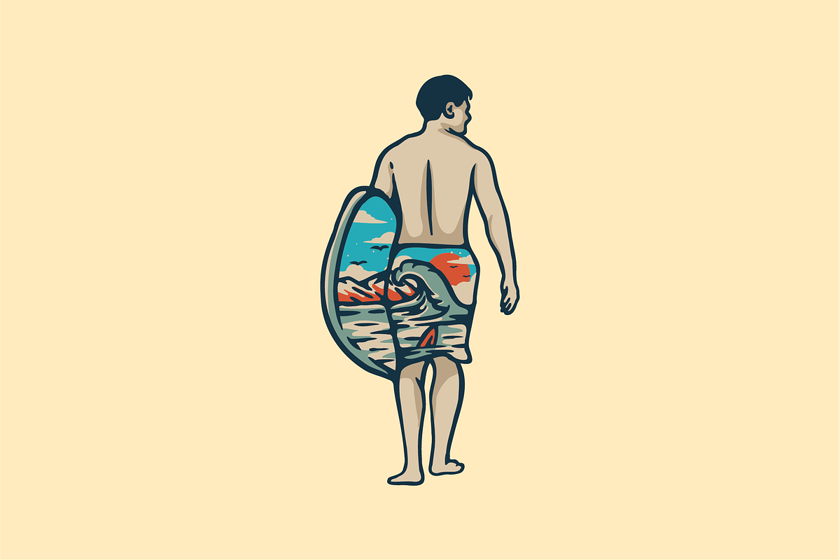 Surfer Ready to Ride the Waves, an Object Illustration by nomlimo.com (Photo 1 of 2)