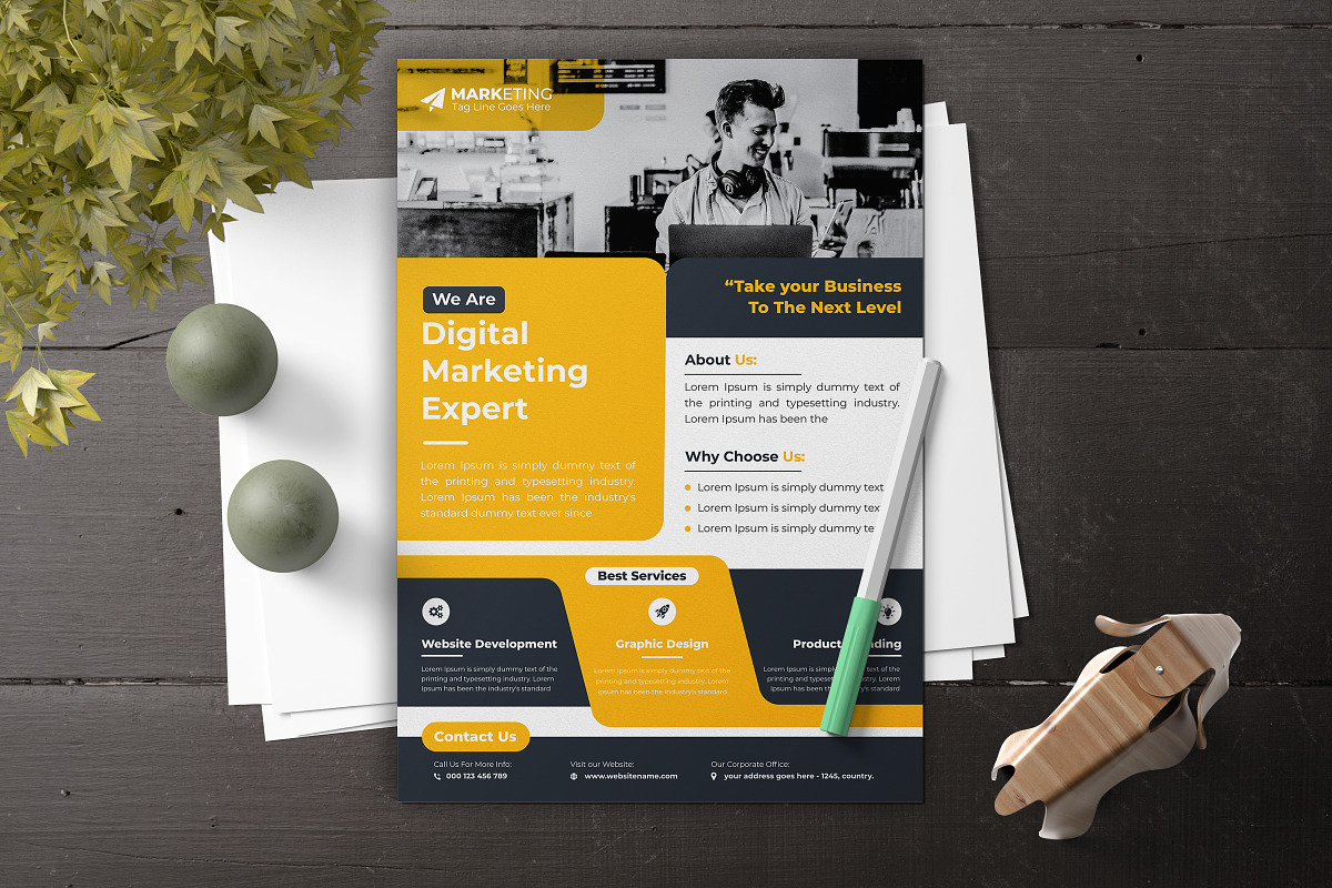 Corporate Theme Business Flyer, a Marketing Template by Graphiexperto (Photo 6 of 6)