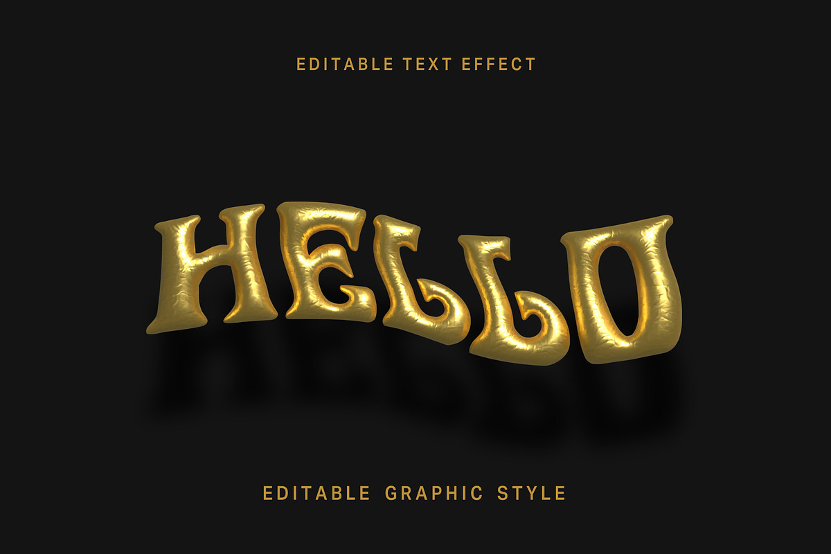 Gold Floating Balloon Text Effect