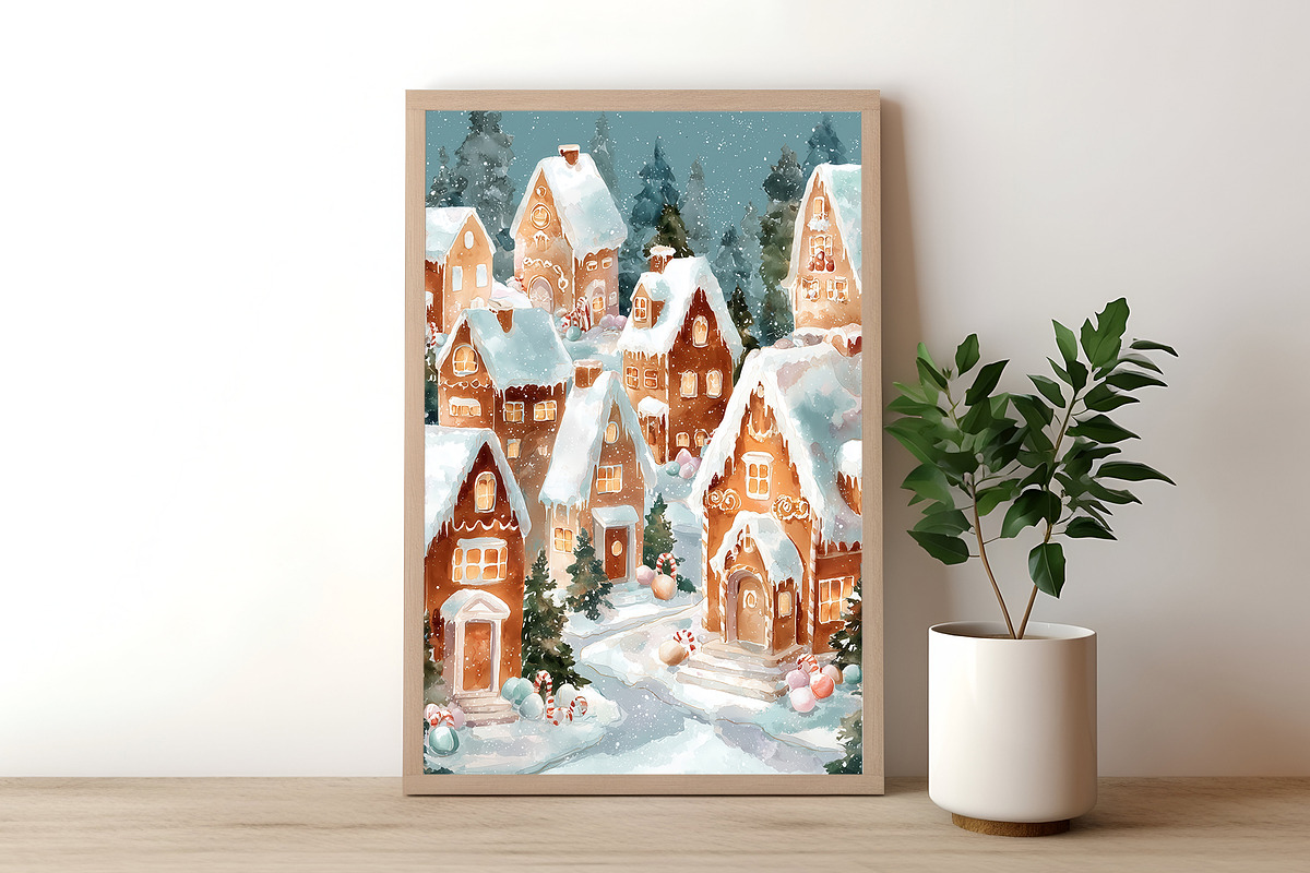 Christmas Snowy Cottage Illustration, a Decorative Illustration by Housui Patterns (Photo 5 of 9)