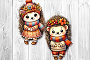 Cute Autumn Hedgehog Clipart Set, a Seasonal Illustration by V Design Creator (Thumbnail 5 of 9)