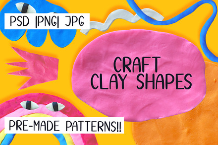 hand made plasticine clay shapes