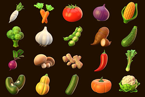 3D Vegetable Element Icon Vol 2