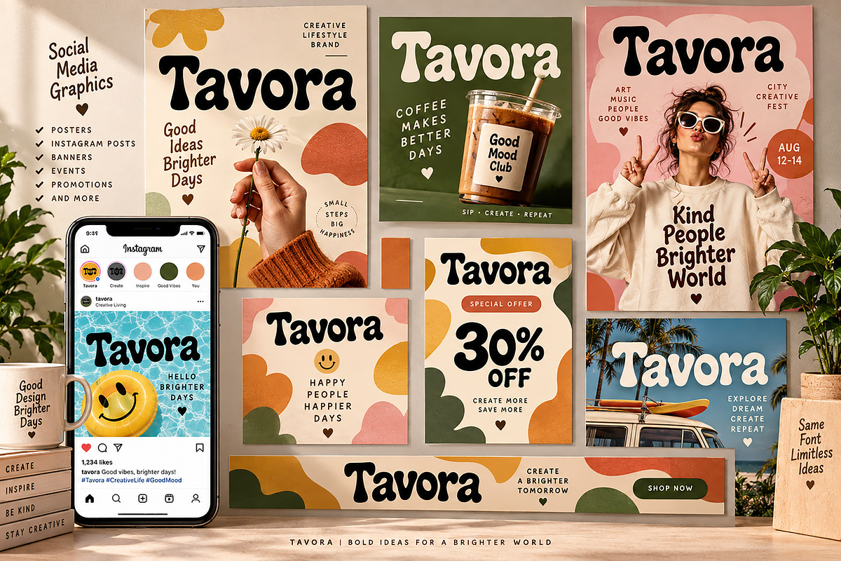 Tavora – Playful Bold Display Font, a Script Font by Wow Magic (Photo 5 of 5)