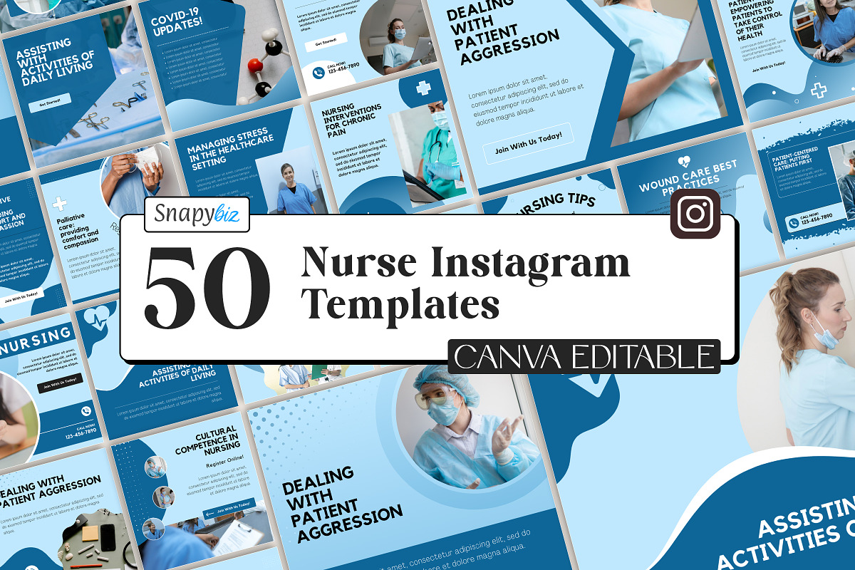 Nurse Instagram Canva Post Templates, a Social Media Template by Snapybiz (Photo 1 of 10)