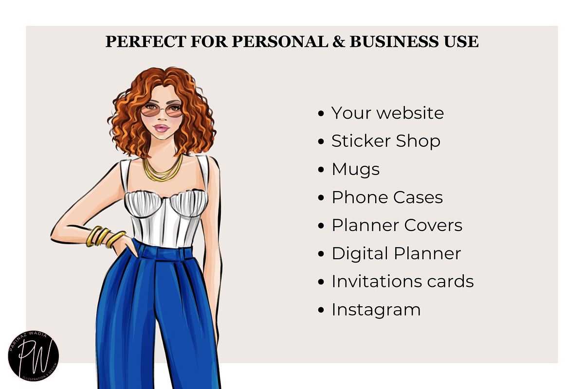 Fashion Girl 57 clipart png, an Illustration by Parinaz Wadia Design (Photo 9 of 9)