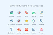 300 Colorful Icons, an Icon by EpicShop (Thumbnail 1 of 4)