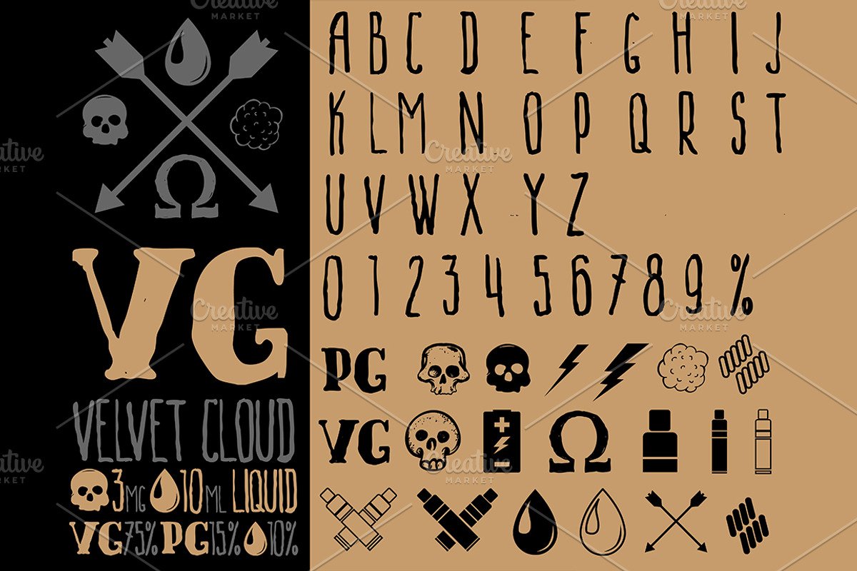 Vape Set Icons & Letters, an Icon by Mak_Art