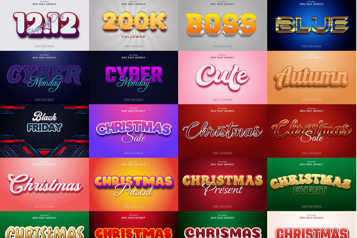 50 3d Text Effect Bundle V-1, a Layer Style Add-On by Mondols Graphic (Photo 2 of 3)