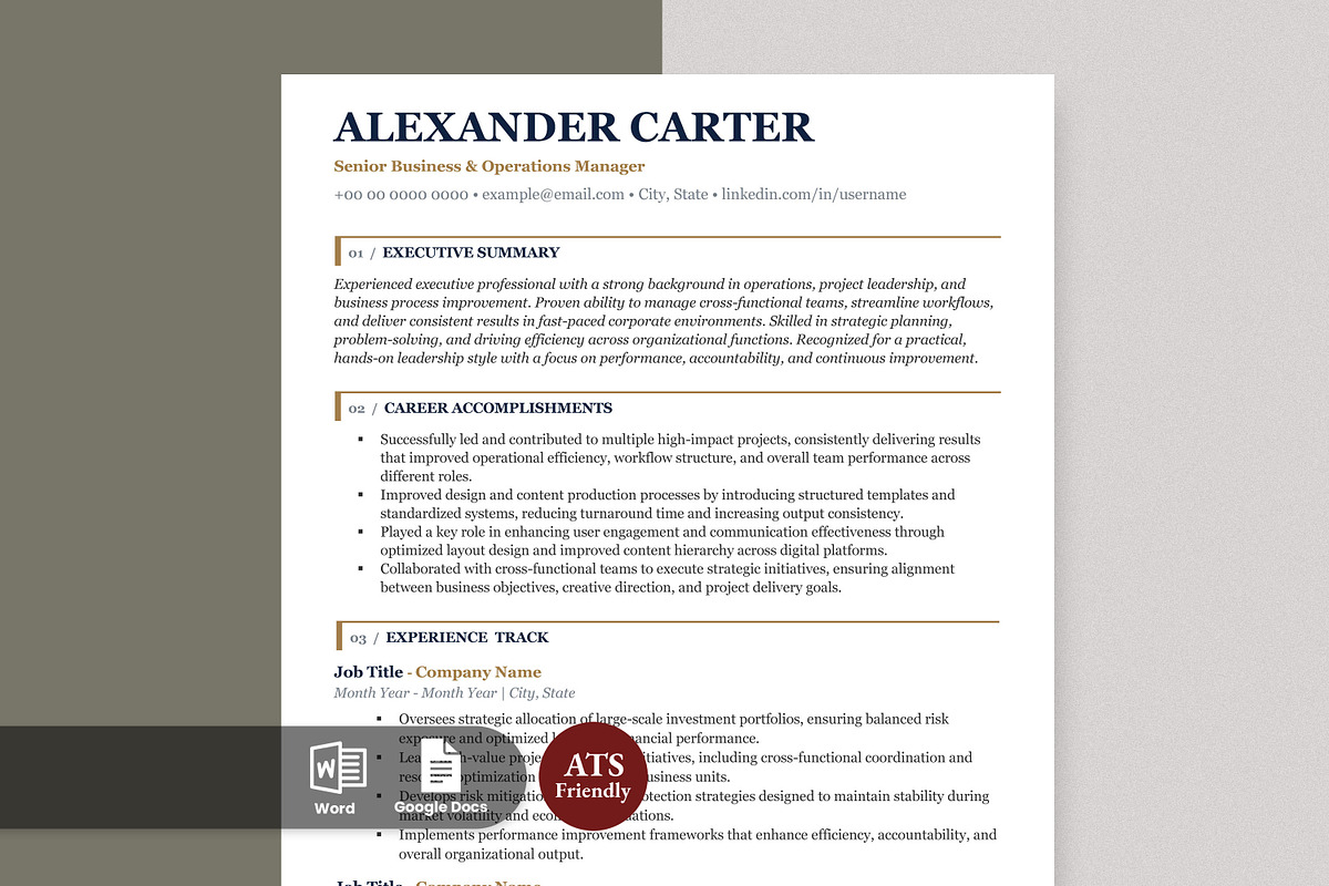 ATS Resume Template | Clean CV Word, a Resume Template by Anjum Ilyas (Photo 1 of 7)