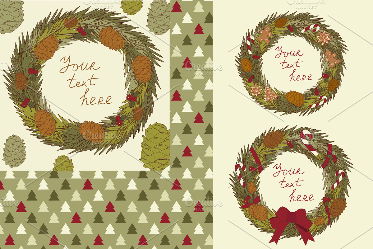 Vector Christmas set. Wrapping paper, a Decorative Illustration by Little A (Aigul) (Photo 1 of 4)