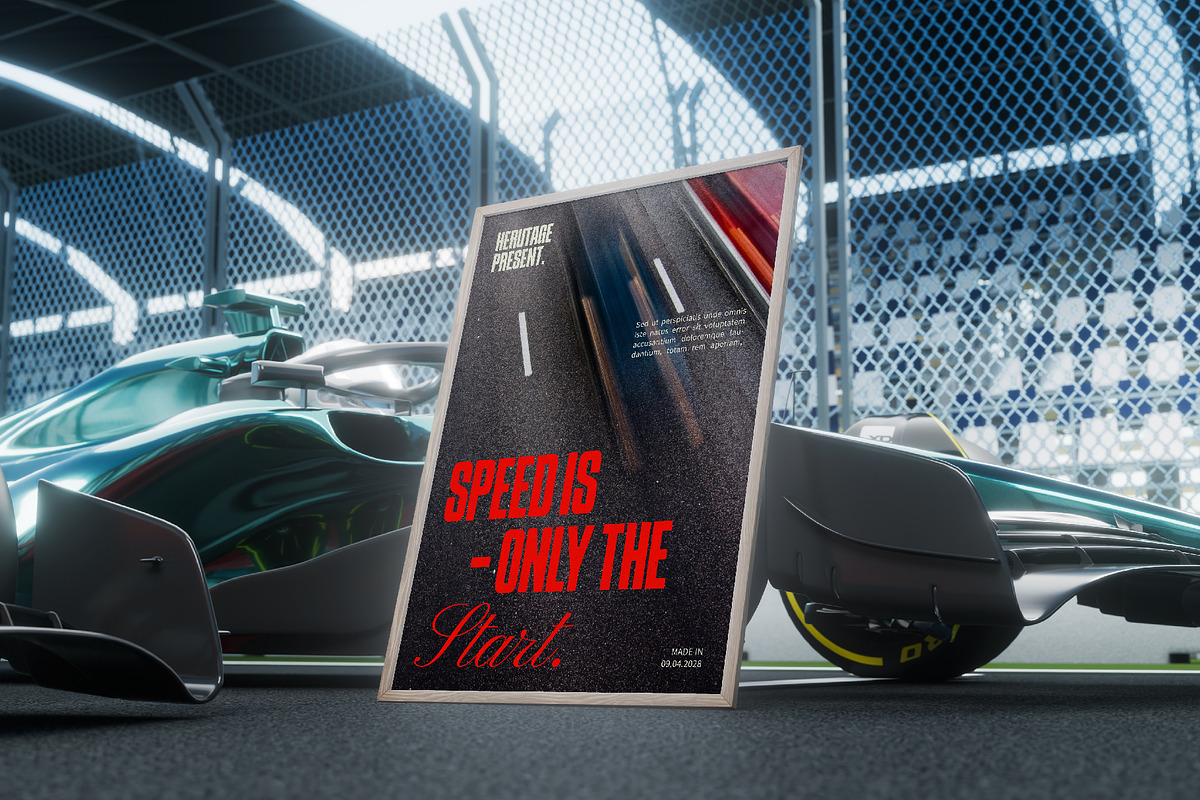Racing Car Poster Mockup, an Advertising Mockup by herutage (Photo 4 of 4)