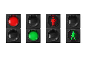 3D traffic lights set isolated on, a Transportation Illustration by art PVP - market