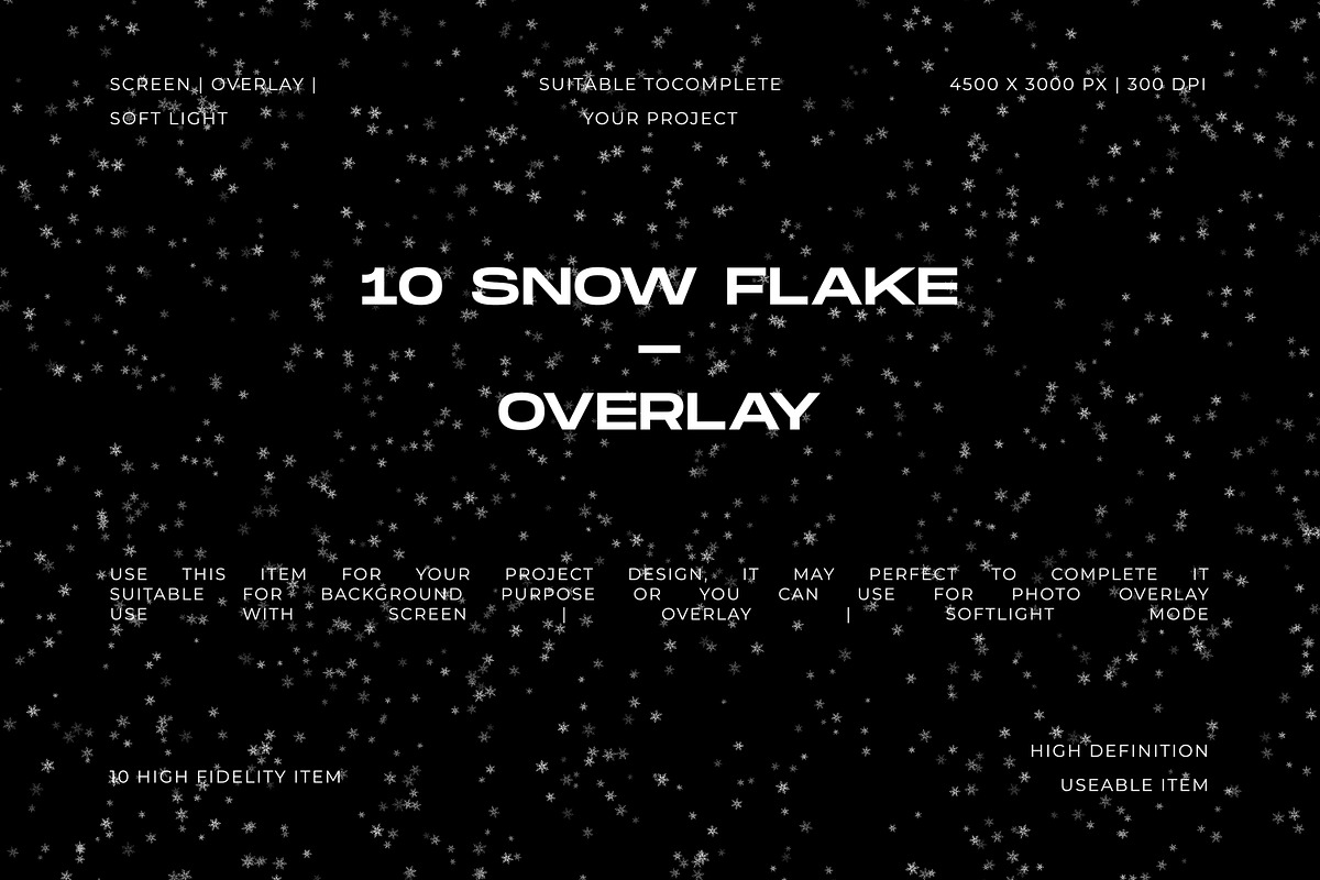 10 Snow Flake Overlay Background, a Texture Graphic by Pitchlook.Studio (Photo 1 of 3)