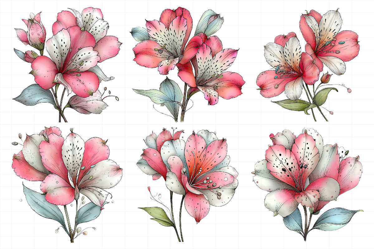 Spring Alstroemeria Flowers Clipart, an Illustration by Daily.Designs (Photo 6 of 8)