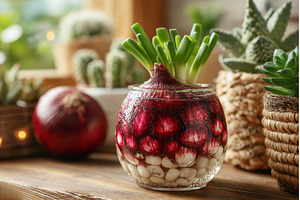 Cultivating green onion in a glass, a Food & Drink Photo by ZinetroN