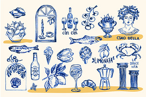 Whimsical crayon sketch collection