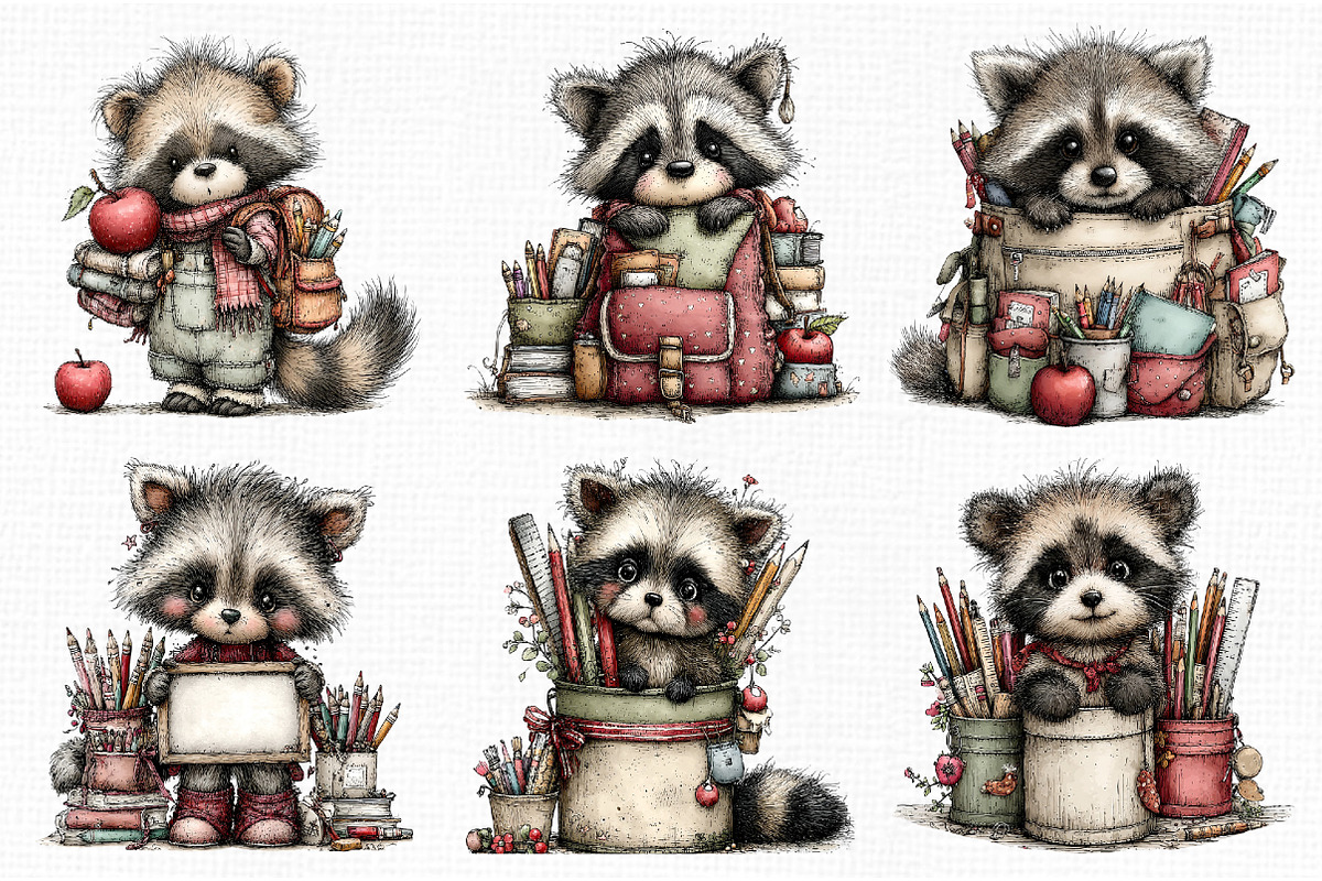 Whimsical Back to School Raccoon PNG, an Animal Illustration by Libby Wishes (Photo 2 of 5)