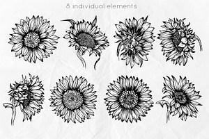 Sunflowers Outline Drawings