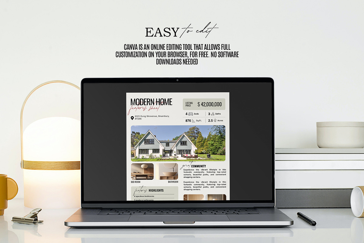 Real Estate Flyer Home Feature Sheet, a Flyer Template by Prapti Design (Photo 9 of 10)