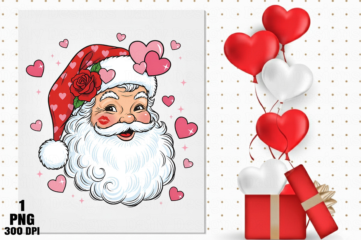 Retro Valentine Santa PNG, an Illustration by Daily.Designs (Photo 3 of 5)