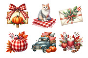 Red Gingham Autumn Clipart, an Illustration by Daily.Designs (Thumbnail 5 of 5)