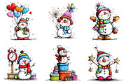 New Year Snowman Clipart Bundle, an Illustration by Craft Nest (Thumbnail 7 of 9)