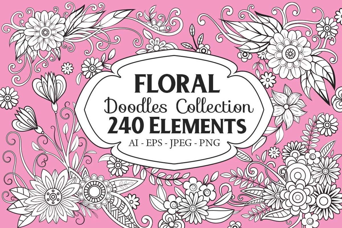 Floral Doodles Collection, a Decorative Illustration by Elinorka (Photo 1 of 9)