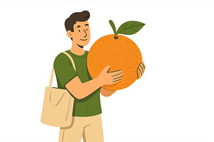 Man holding a large orange while, a Food & Drink Photo by ZinetroN