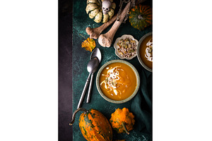Vegetarian autumn pumpkin cream soup, a Food & Drink Photo by Yulia Furman