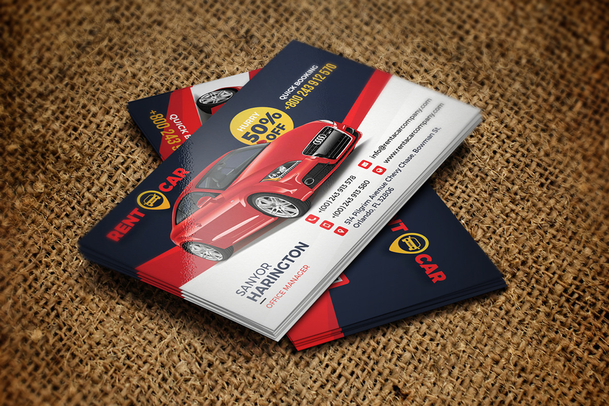 Car Rent Service Business Card, a Business Card Template by GraphicsEgg