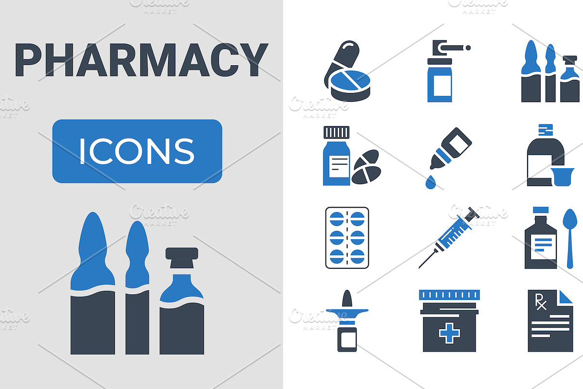 Drugs Related Vector Glyph Icons Set, a Solid Icon by Oleksii
