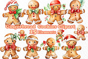 Gingerbread Cookies Clipart Xmas, a Seasonal Illustration by vivastarkids (Thumbnail 1 of 4)