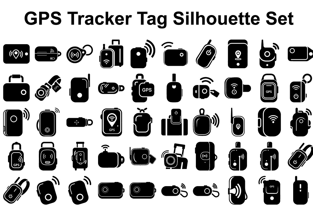 GPS Tracker Tag Silhouette Set, a Graphic by musafir_fashion (Photo 1 of 14)