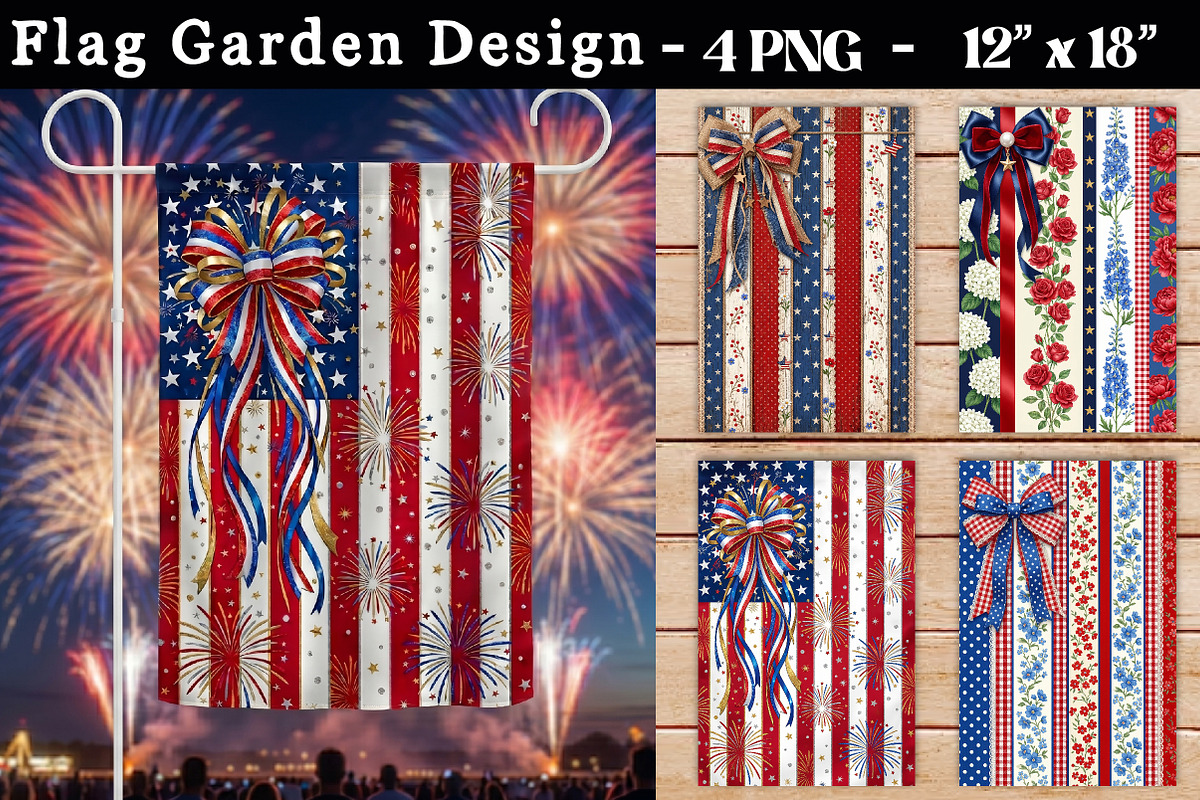 4th Of July Flag Garden PNG, a Seasonal Illustration by Rose Art (Photo 1 of 3)