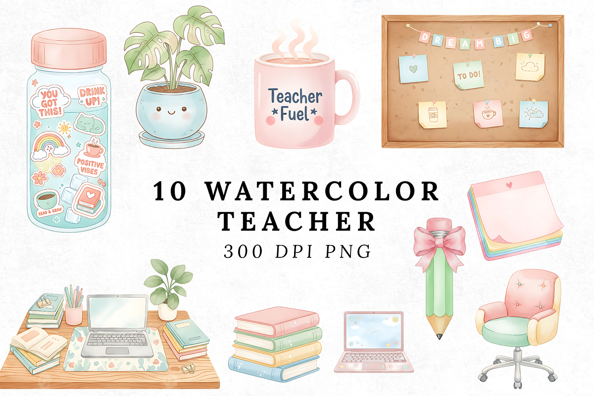 Watercolor Teacher Clipart PNG Bundl, an Industrial Photo by Elegant_Studio44 (Photo 1 of 3)