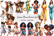 Summer African American Girls, a Seasonal Illustration by DreamArtGraphic (Thumbnail 1 of 4)